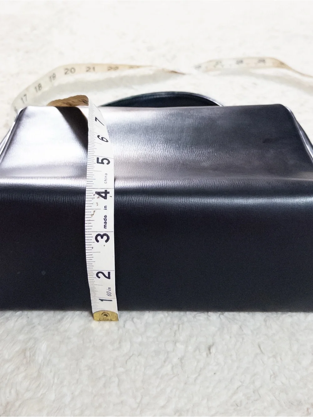 Vintage 1950s Empress Black Leather Top Handle Purse Handbag